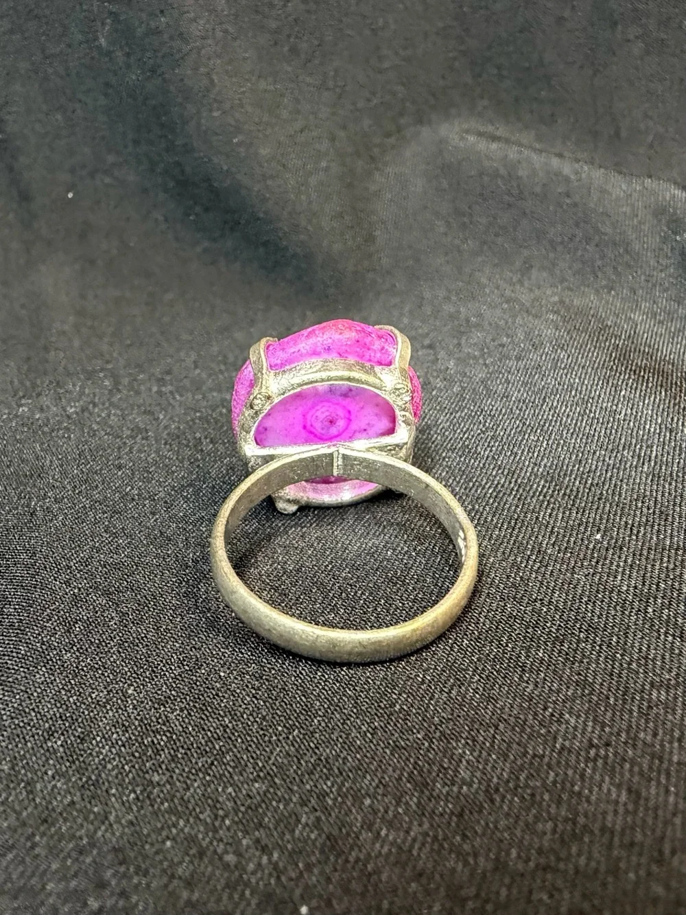 Sterling Silver Pink Druzy Agate Statement Cocktail Ring Boho Artisan Size 7